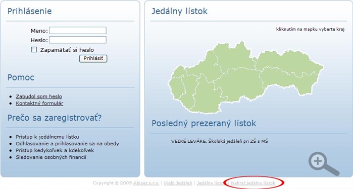 Nahranie jedálneho lístka Nahranie_jedalneho_listka
