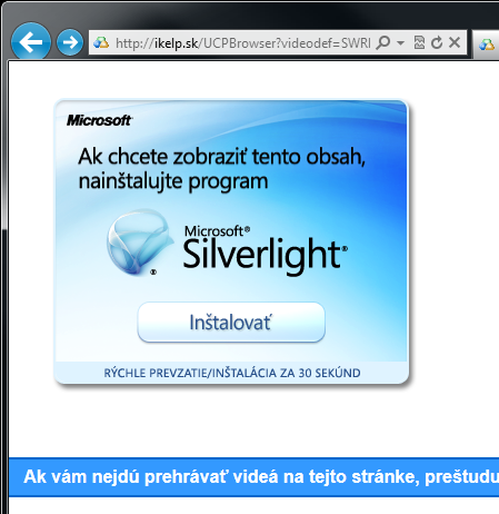 Inštalácia Microsoft Silverlight Inštalácia Microsoft Silverlight