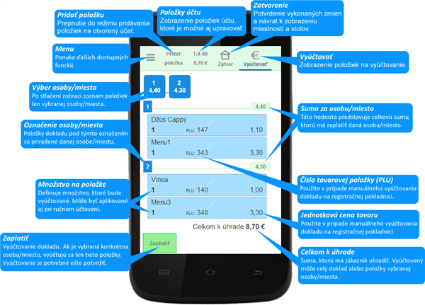 iKelp POS Mobile - Tutoriál: Vyúčtovať