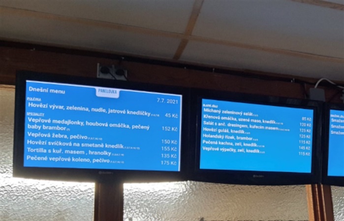 Zobrazenie menu na ponukovom displeji