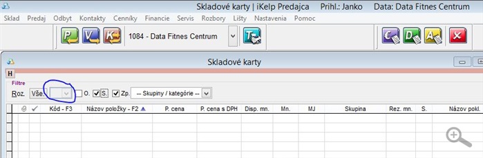Aplikovaný filter na karty skladom pod užívateľom Janko Filter na karty skladom pod uzivatelom Janko