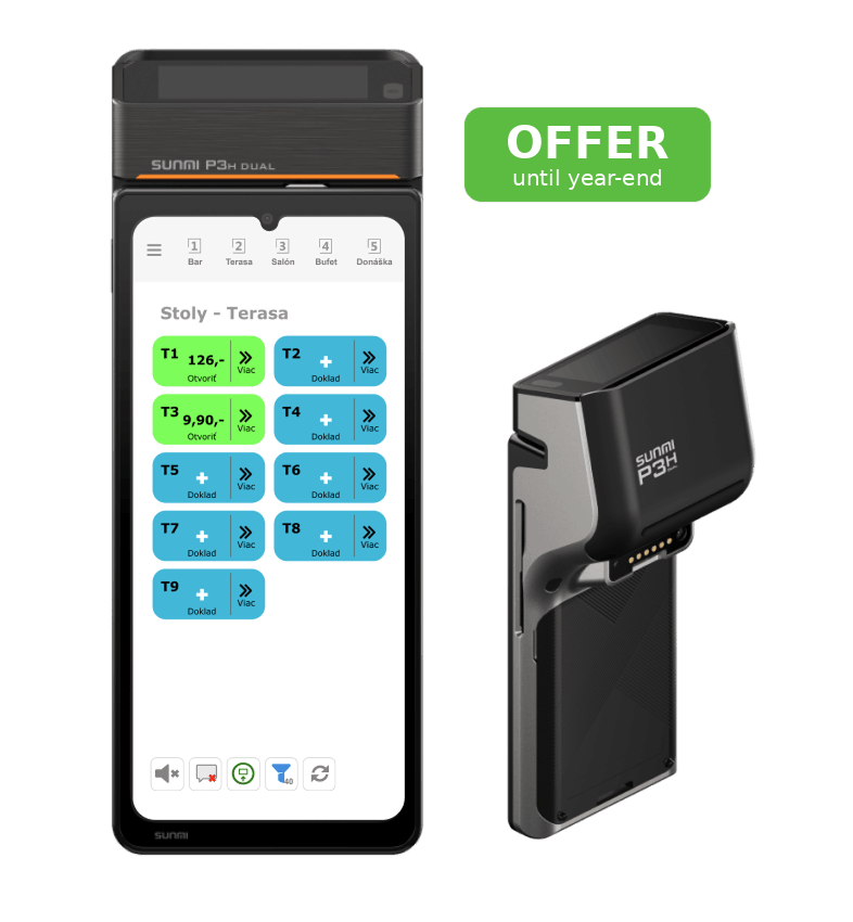 All-in-one P3H DUAL - mobile POS with two displays