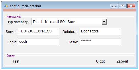 konfiguracia databaz iKelp Dochadzka nastavenie databazy