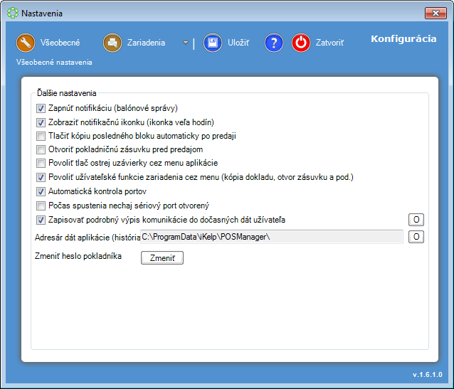 POS Manažér - nastavenia