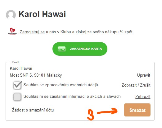 Detail profilu uživatele Detail profilu uživatele