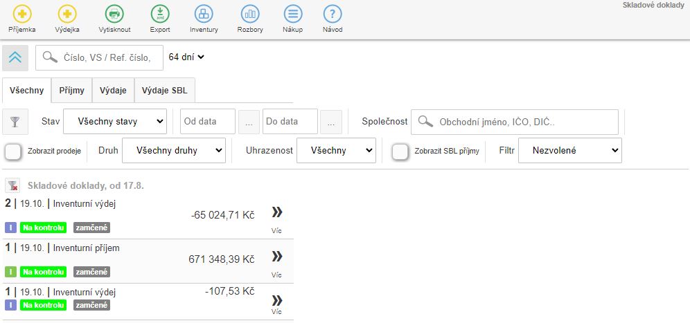 Roz&scaron;&iacute;řen&yacute; filtr a seznam dokladů v aplikaci iKelp POS Mobile