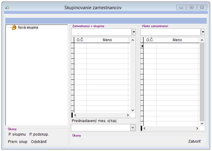 Formulár skupinovania zamestnancov Formulár skupinovania zamestnancov