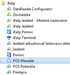 Spustenie aplikácie iKelp POS Manažér z ponuky Štart