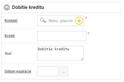 Formulár ručnej úpravy kreditu je rovnaký pre dobitie, aj pre vrátenie kreditu Formulár ručnej úpravy kreditu je rovnaký pre dobitie, aj pre vrátenie kreditu