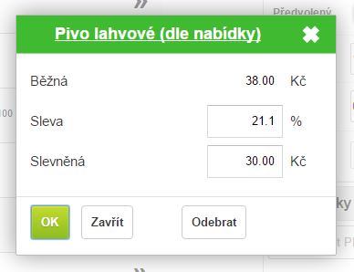 Formulář pro definování slev přidávané položce
