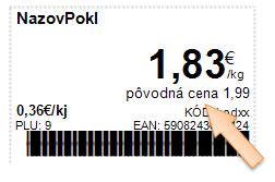 Cenovka zo zobrazenou pôvodnou a novou cenou po zmene DPH