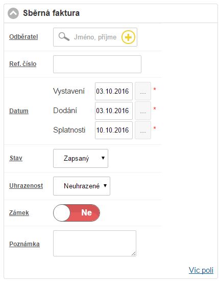 Nová Sběrná faktura 
