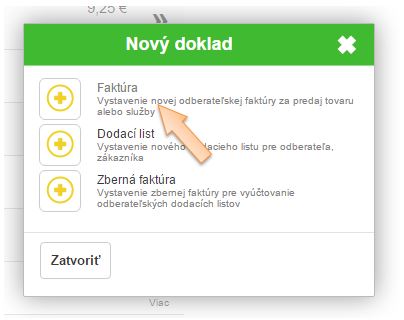 Vytvorenie nového finančného dokladu - Faktúra Vytvorenie nového finančného dokladu - Faktúra