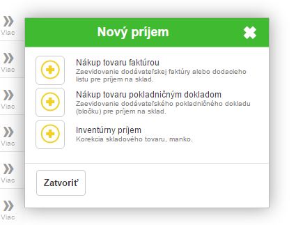Inventúrny príjem - výber druhu skladového pohybu pr príjem tovaru na sklad Inventúrny príjem - výber druhu skladového pohybu pr príjem tovaru na sklad